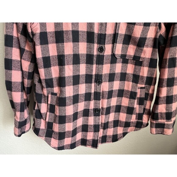Rails James Women's S Plaid Flannel Shirt Shacket Peach Onyx - Picture 3 of 8